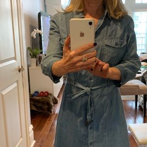 Light blue soft denim/chambray belted  shirt dress